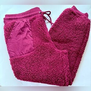 Derek Heart Burgundy Sherpa Joggers